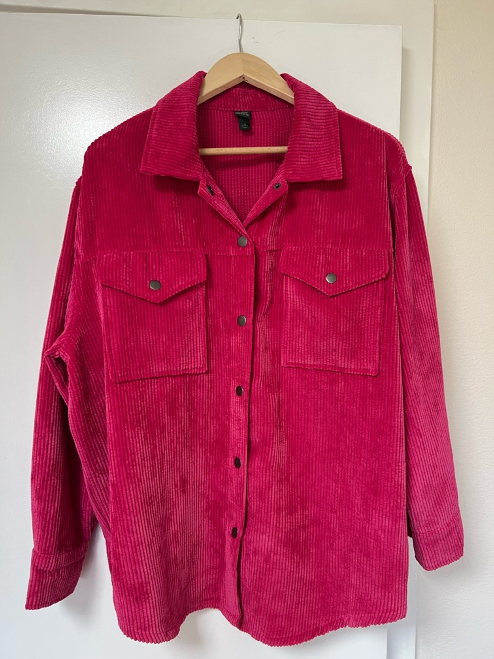 wild fable Magenta Corduroy Button-Front Shirt Jacket